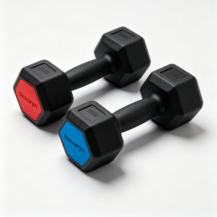 Novaryn Anti-Roll Hexagonal Dumbbells - Set of 2 Non-Slip Neoprene Hand Weights, 1-15 LBS Multi-Color Strength Training Weights for Full Body Fitness
