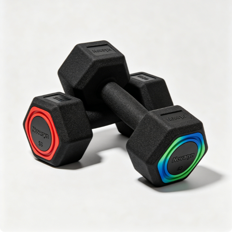 Novaryn Anti-Roll Hexagonal Dumbbells - Set of 2 Non-Slip Neoprene Hand Weights, 1-15 LBS Multi-Color Strength Training Weights for Full Body Fitness