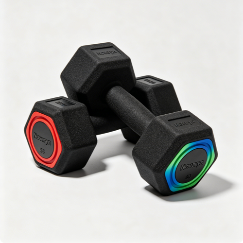 Novaryn Anti-Roll Hexagonal Dumbbells - Set of 2 Non-Slip Neoprene Hand Weights, 1-15 LBS Multi-Color Strength Training Weights for Full Body Fitness